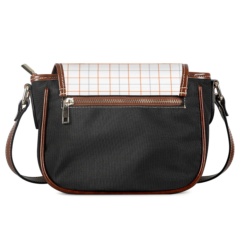 White Halloween Tattersall Pattern Print Saddle Bag