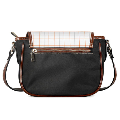 White Halloween Tattersall Pattern Print Saddle Bag