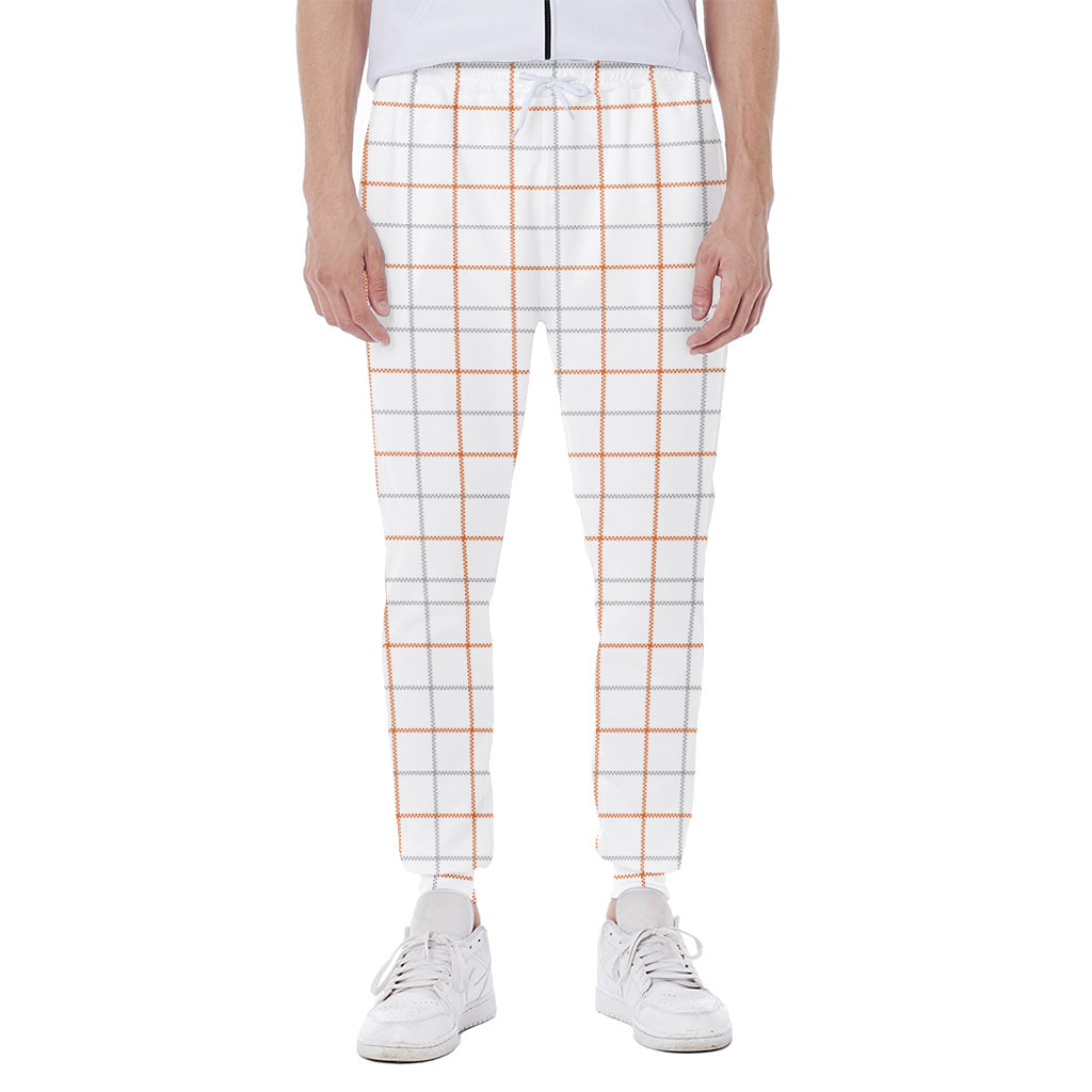 White Halloween Tattersall Pattern Print Scuba Joggers