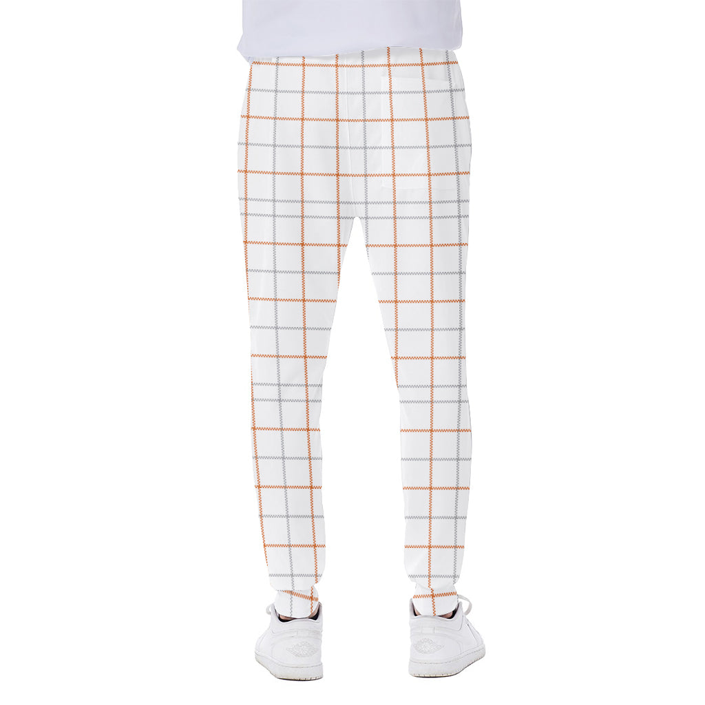 White Halloween Tattersall Pattern Print Scuba Joggers