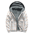 White Halloween Tattersall Pattern Print Sherpa Lined Zip Up Hoodie