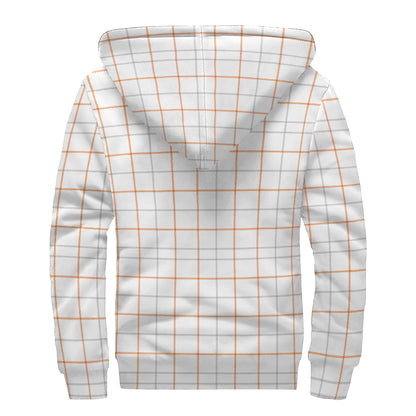 White Halloween Tattersall Pattern Print Sherpa Lined Zip Up Hoodie