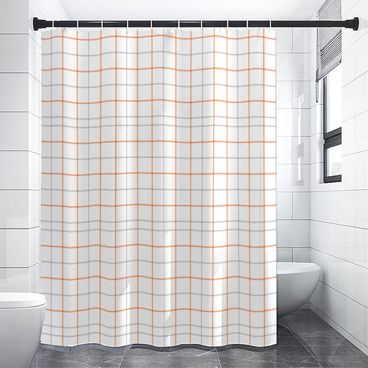 White Halloween Tattersall Pattern Print Shower Curtain