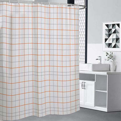 White Halloween Tattersall Pattern Print Shower Curtain