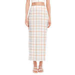 White Halloween Tattersall Pattern Print Side Slit Maxi Skirt