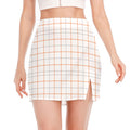 White Halloween Tattersall Pattern Print Side Slit Mini Skirt