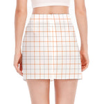 White Halloween Tattersall Pattern Print Side Slit Mini Skirt