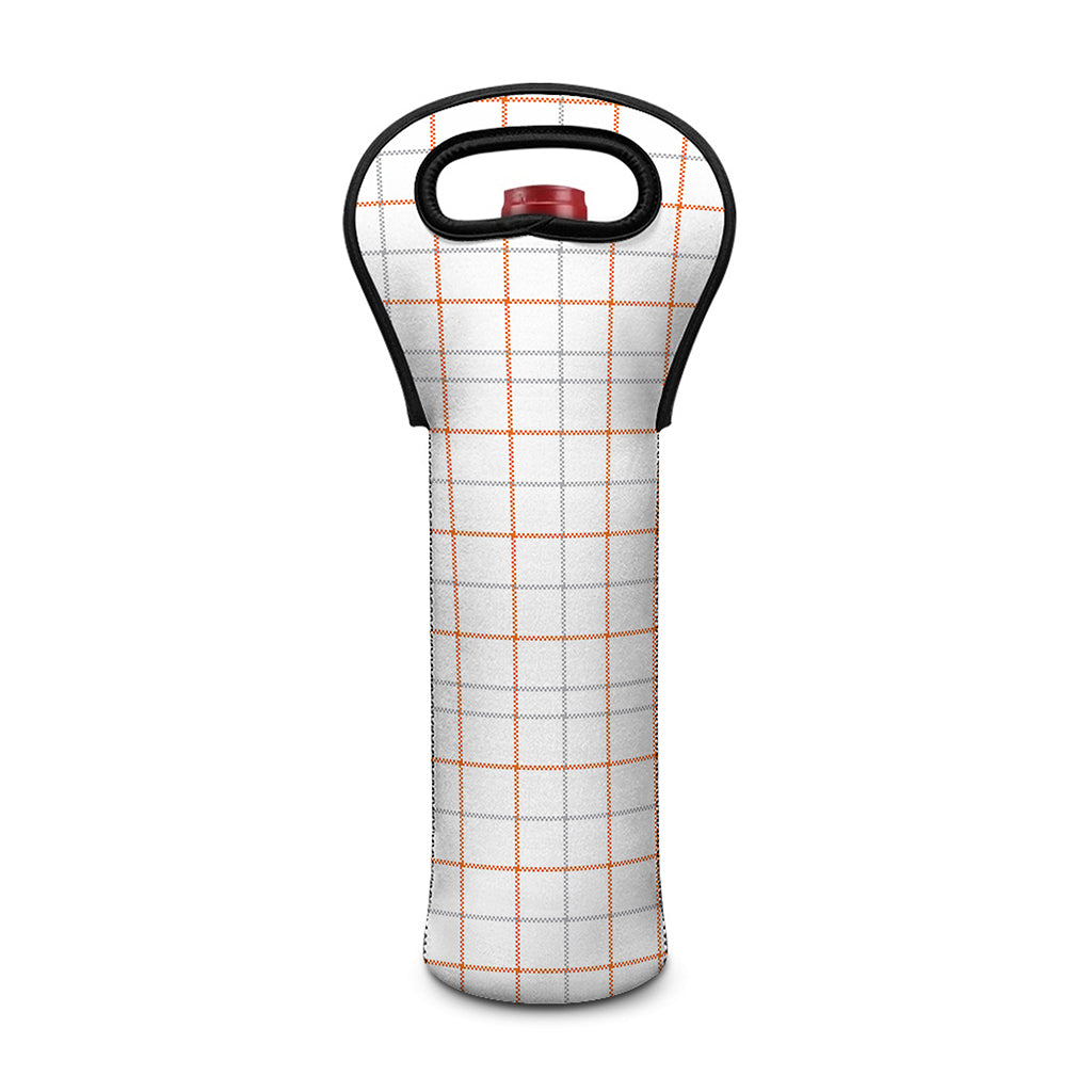 White Halloween Tattersall Pattern Print Single Neoprene Wine Tote