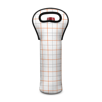 White Halloween Tattersall Pattern Print Single Neoprene Wine Tote