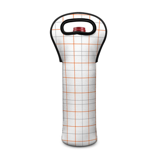 White Halloween Tattersall Pattern Print Single Neoprene Wine Tote