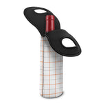 White Halloween Tattersall Pattern Print Single Neoprene Wine Tote