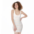 White Halloween Tattersall Pattern Print Sleeveless Bodycon Dress