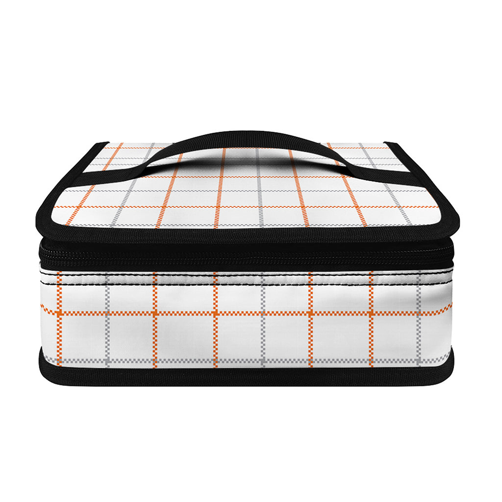 White Halloween Tattersall Pattern Print Small Lunch Bag
