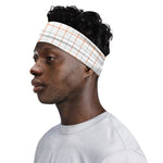 White Halloween Tattersall Pattern Print Sports Headband