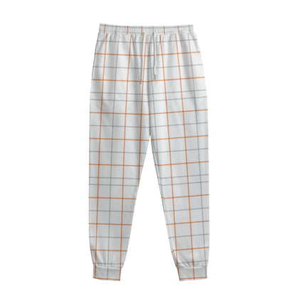 White Halloween Tattersall Pattern Print Sweatpants