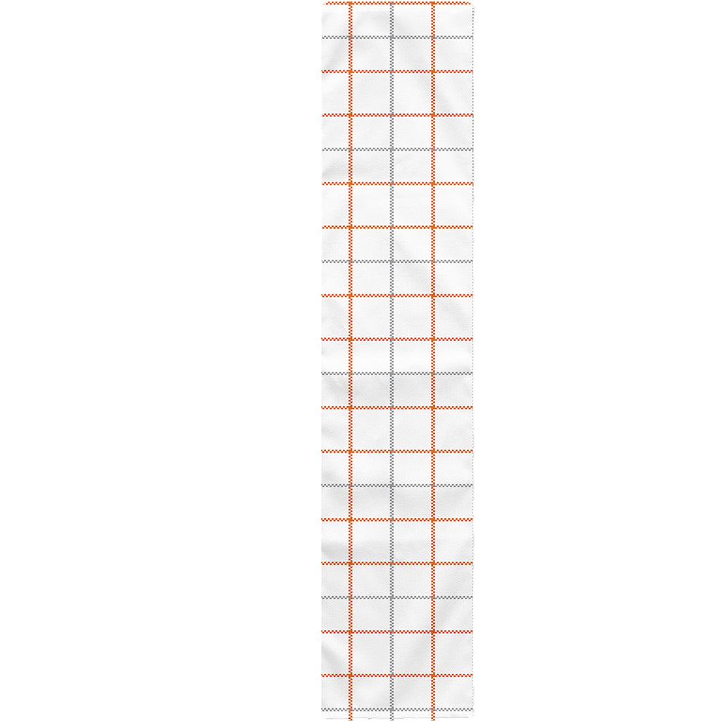 White Halloween Tattersall Pattern Print Table Runner