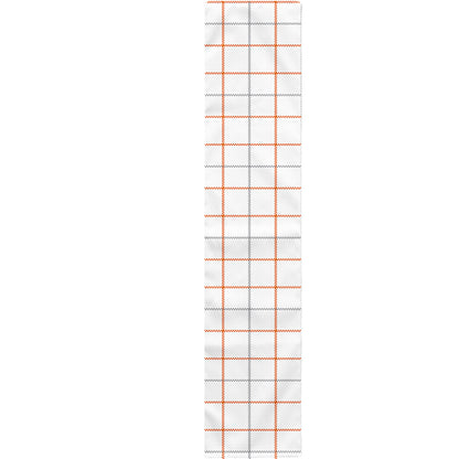 White Halloween Tattersall Pattern Print Table Runner