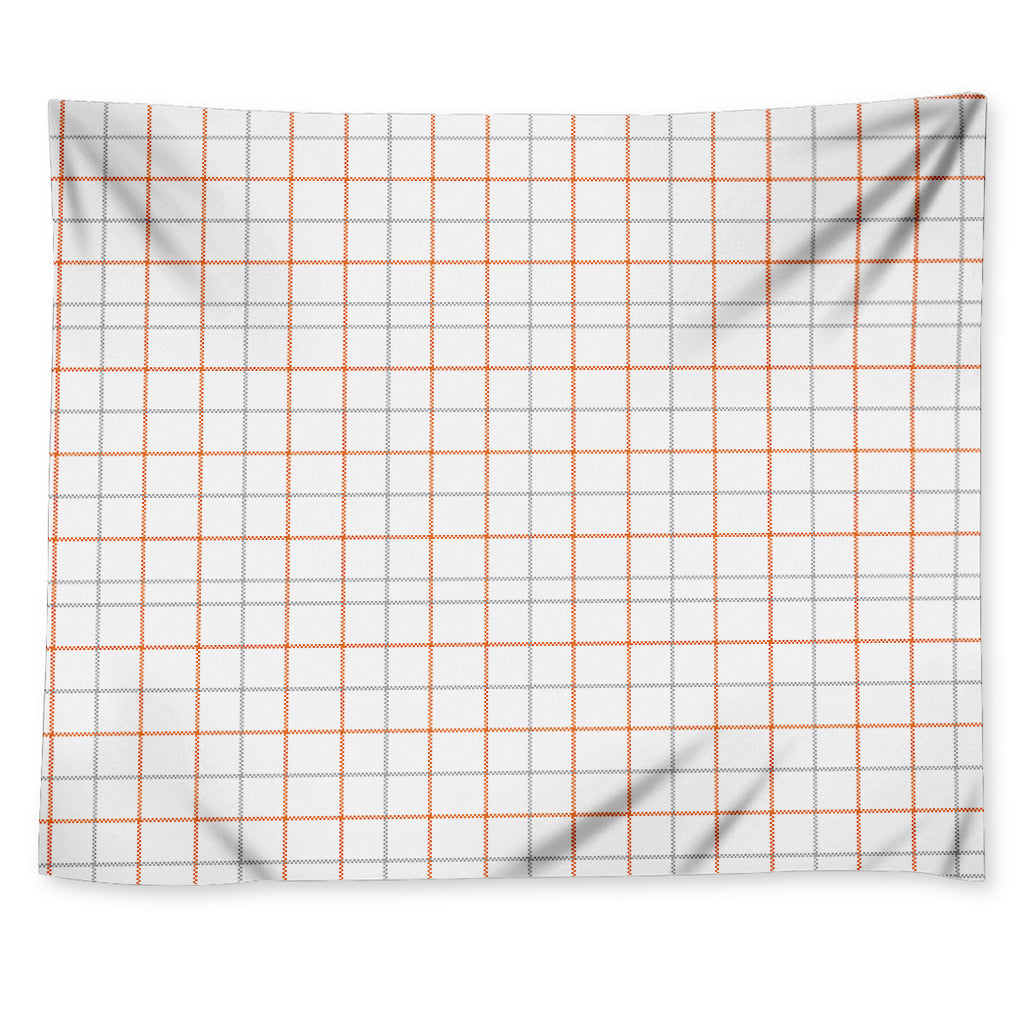 White Halloween Tattersall Pattern Print Tapestry