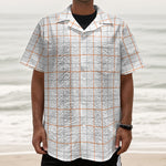 White Halloween Tattersall Pattern Print Textured Short Sleeve Shirt