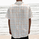 White Halloween Tattersall Pattern Print Textured Short Sleeve Shirt