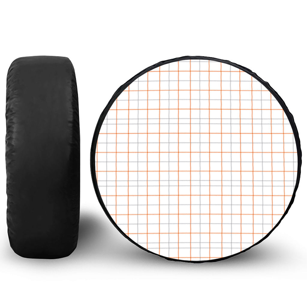 White Halloween Tattersall Pattern Print Tire Cover