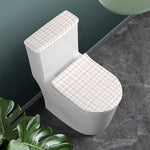 White Halloween Tattersall Pattern Print Toilet Lid And Tank Cover Set