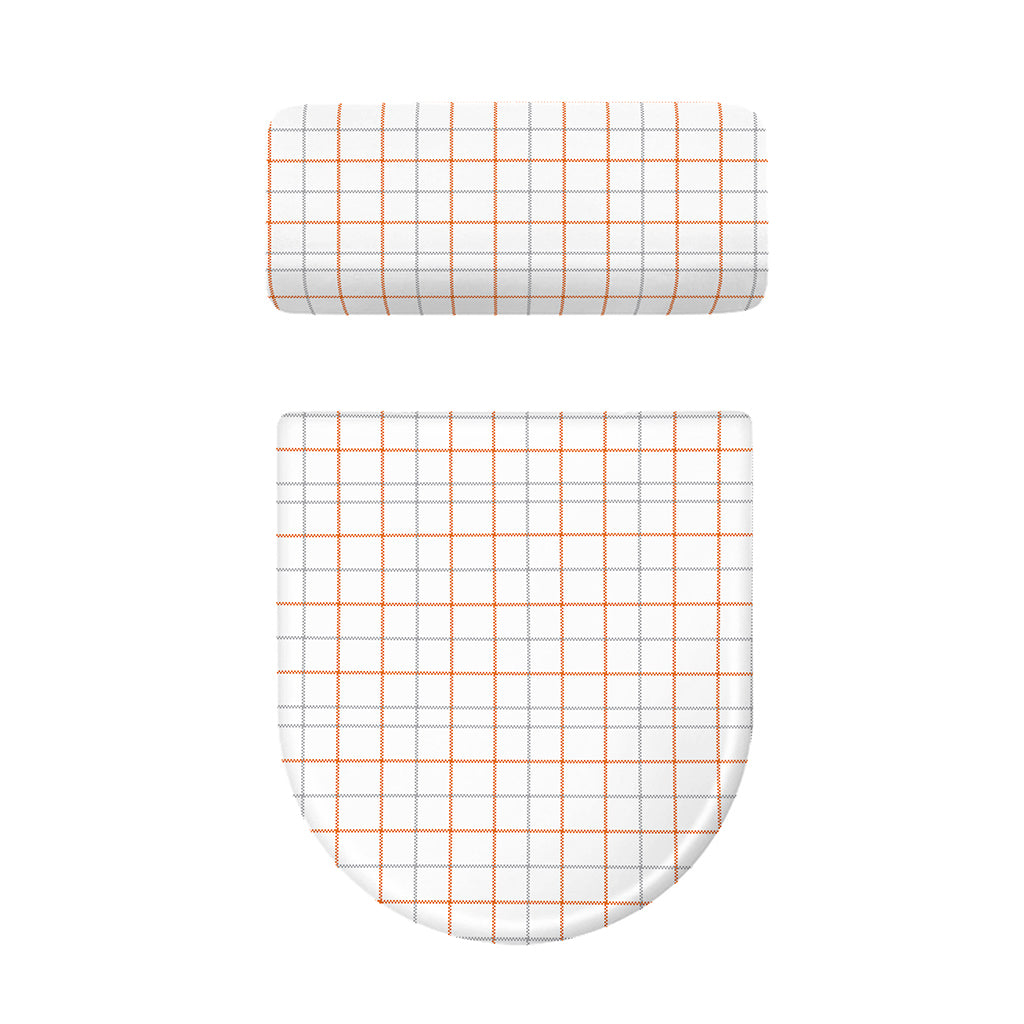 White Halloween Tattersall Pattern Print Toilet Lid And Tank Cover Set