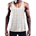 White Halloween Tattersall Pattern Print Men's Workout Tank Top