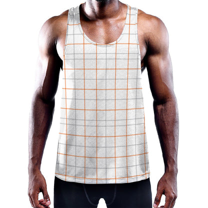 White Halloween Tattersall Pattern Print Training Tank Top