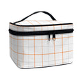 White Halloween Tattersall Pattern Print Travel Makeup Bag