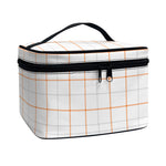 White Halloween Tattersall Pattern Print Travel Makeup Bag