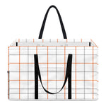 White Halloween Tattersall Pattern Print Utility Tote Bag