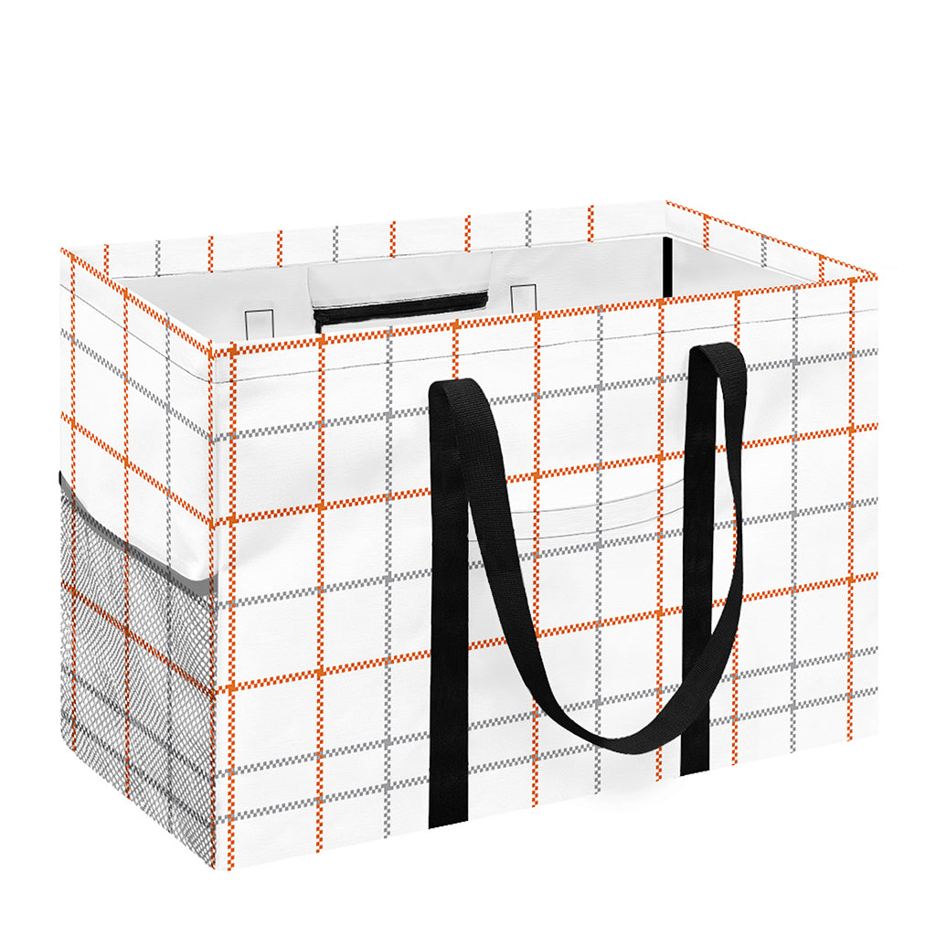 White Halloween Tattersall Pattern Print Utility Tote Bag