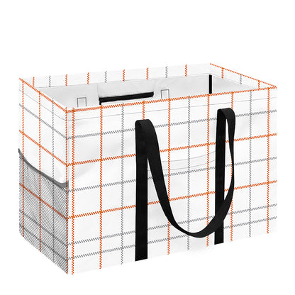 White Halloween Tattersall Pattern Print Utility Tote Bag