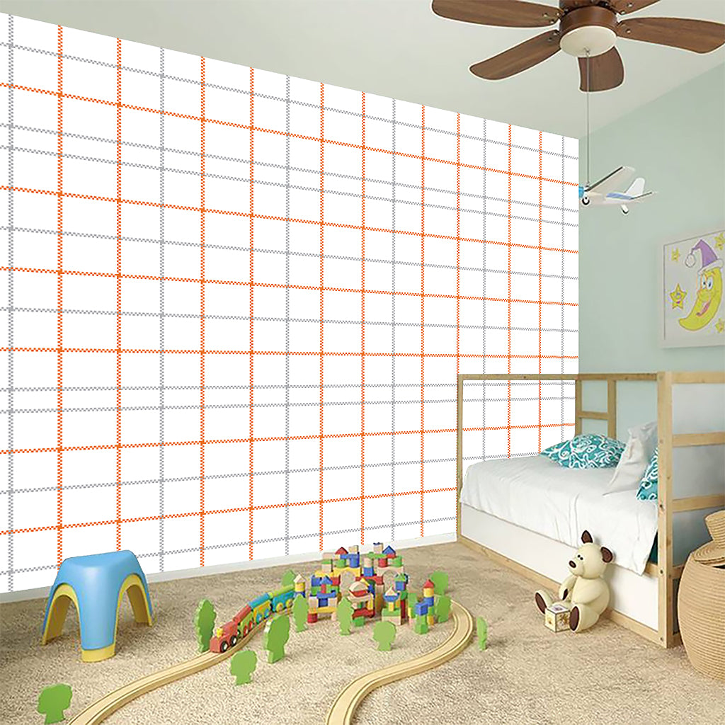 White Halloween Tattersall Pattern Print Wall Sticker