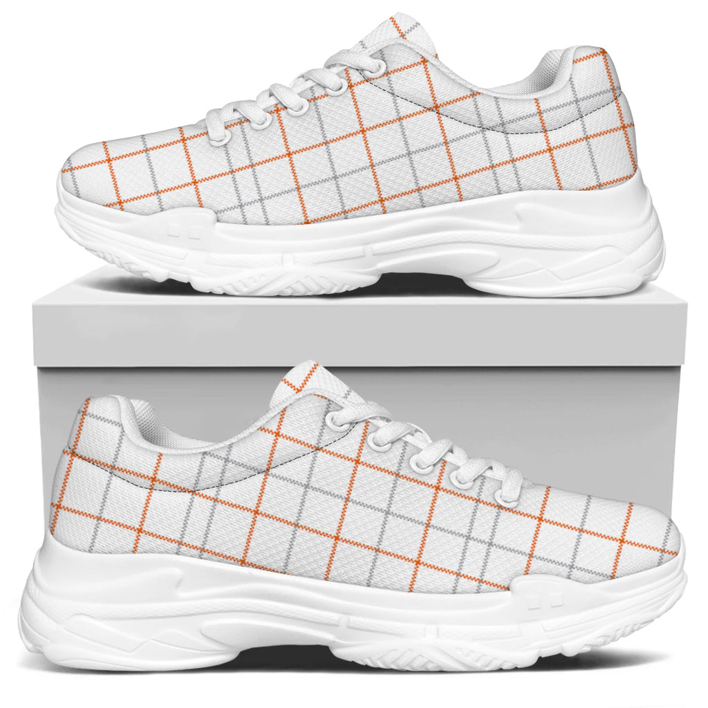 White Halloween Tattersall Pattern Print White Chunky Shoes