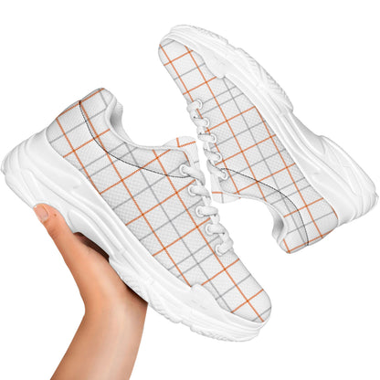 White Halloween Tattersall Pattern Print White Chunky Shoes
