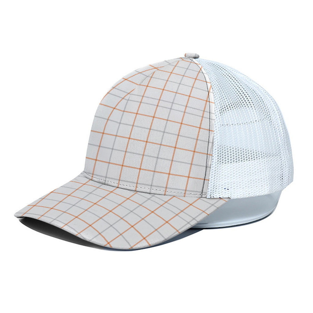 White Halloween Tattersall Pattern Print White Mesh Trucker Cap