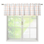 White Halloween Tattersall Pattern Print Window Valance