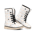 White Halloween Tattersall Pattern Print Winter Boots