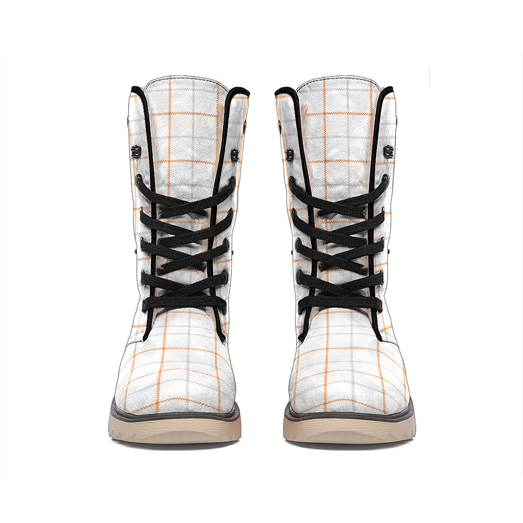 White Halloween Tattersall Pattern Print Winter Boots