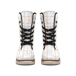 White Halloween Tattersall Pattern Print Winter Boots