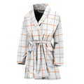 White Halloween Tattersall Pattern Print Women's Bathrobe