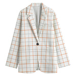 White Halloween Tattersall Pattern Print Women's Blazer