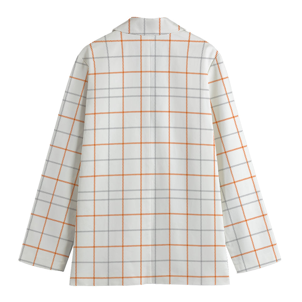 White Halloween Tattersall Pattern Print Women's Blazer