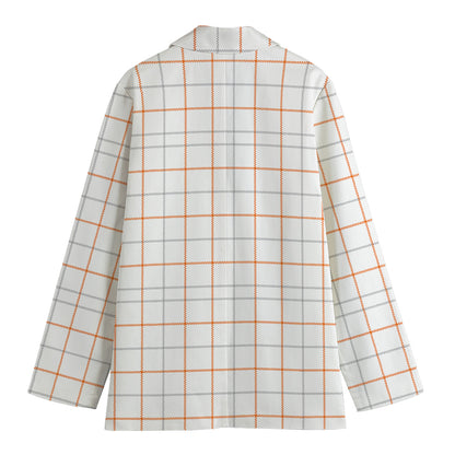 White Halloween Tattersall Pattern Print Women's Blazer