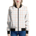 White Halloween Tattersall Pattern Print Women's Bomber Jacket