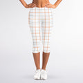 White Halloween Tattersall Pattern Print Women's Capri Leggings