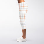 White Halloween Tattersall Pattern Print Women's Capri Leggings