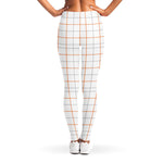 White Halloween Tattersall Pattern Print Women's Leggings
